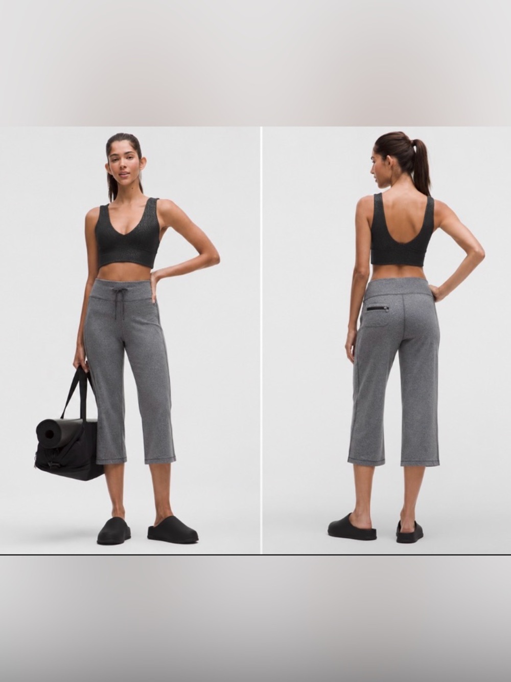 lululemon Gray Cropped Drawstring Capris 15”